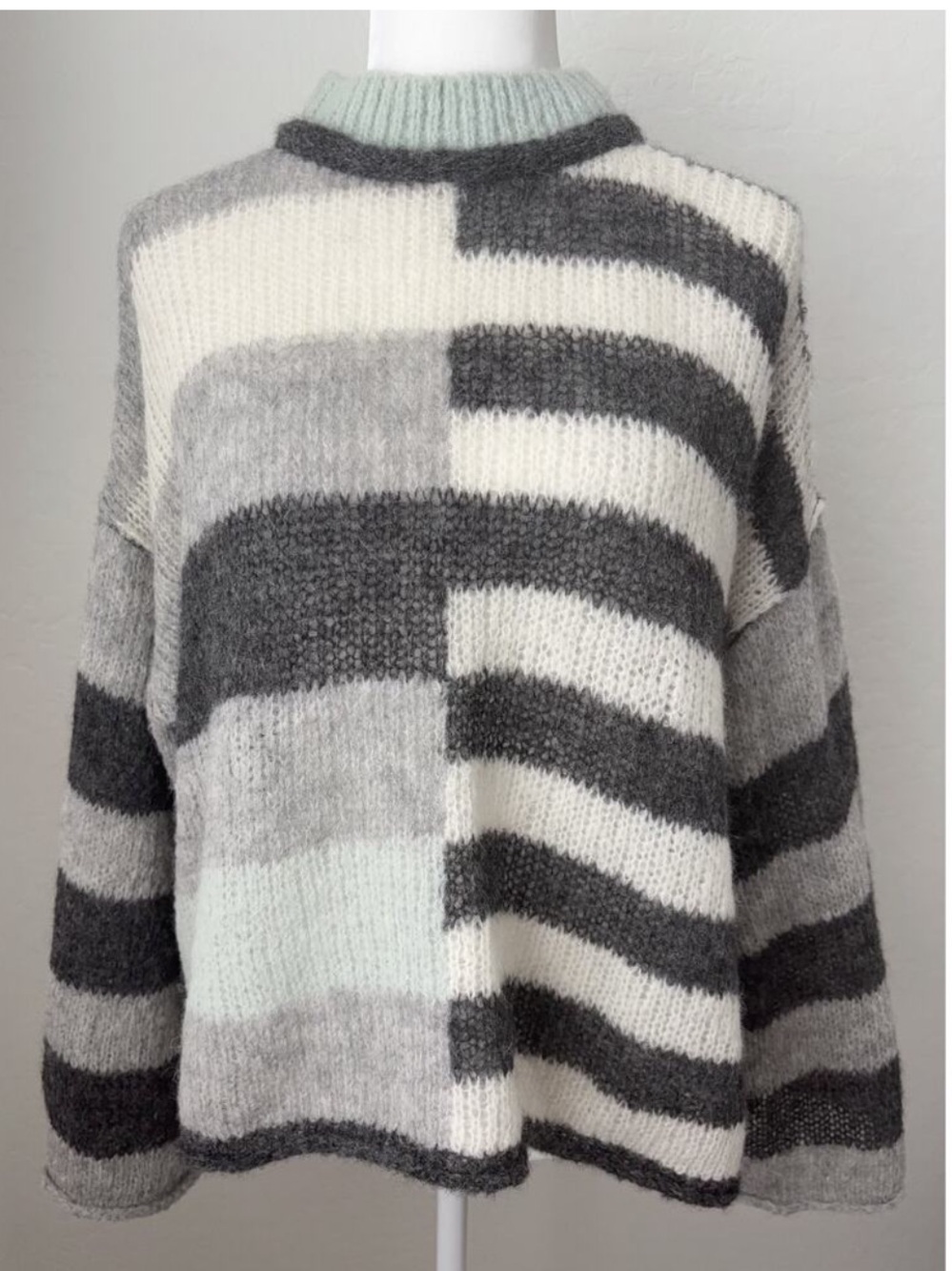 Free People Caravelli Splice Alpaca Sweater Small Colorblock Striped Oversized